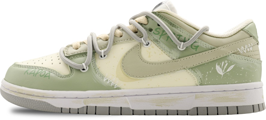 【訂製球鞋】Nike Dunk Low 木棉春意 復古 解構 塗鴉 清新 簡約 低筒 板鞋 GS 綠色 Buy 【訂製球鞋】Nike Dunk Low 木棉春意 復古 解構 塗鴉 清新 簡約 低筒 板鞋 GS 綠色
