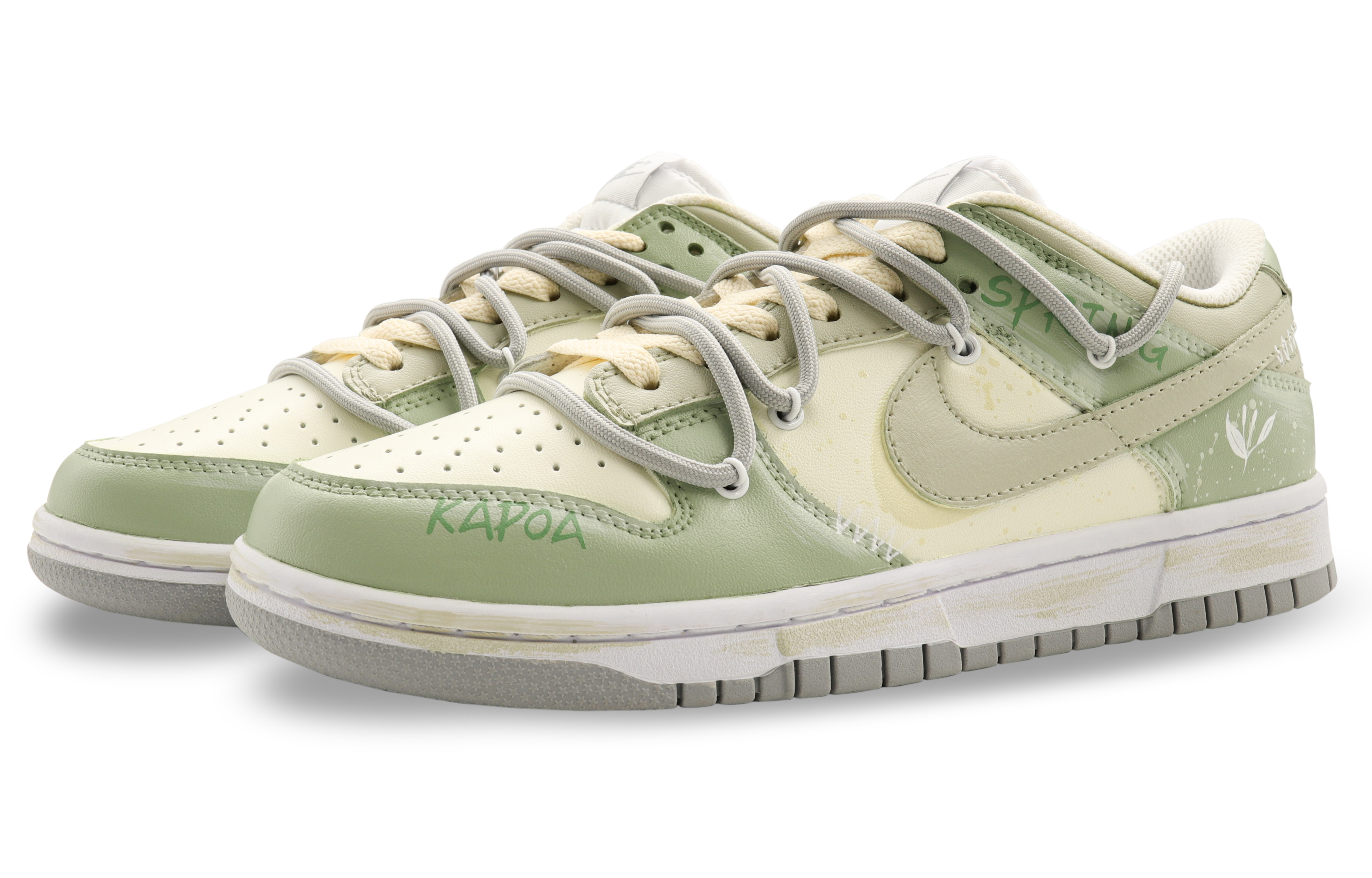 Lookbook [Sepatu Kustom] Nike Dunk Low 'Graffiti Hijau Dekonstruksi' DH9765-102(Team31-女款木棉春意）