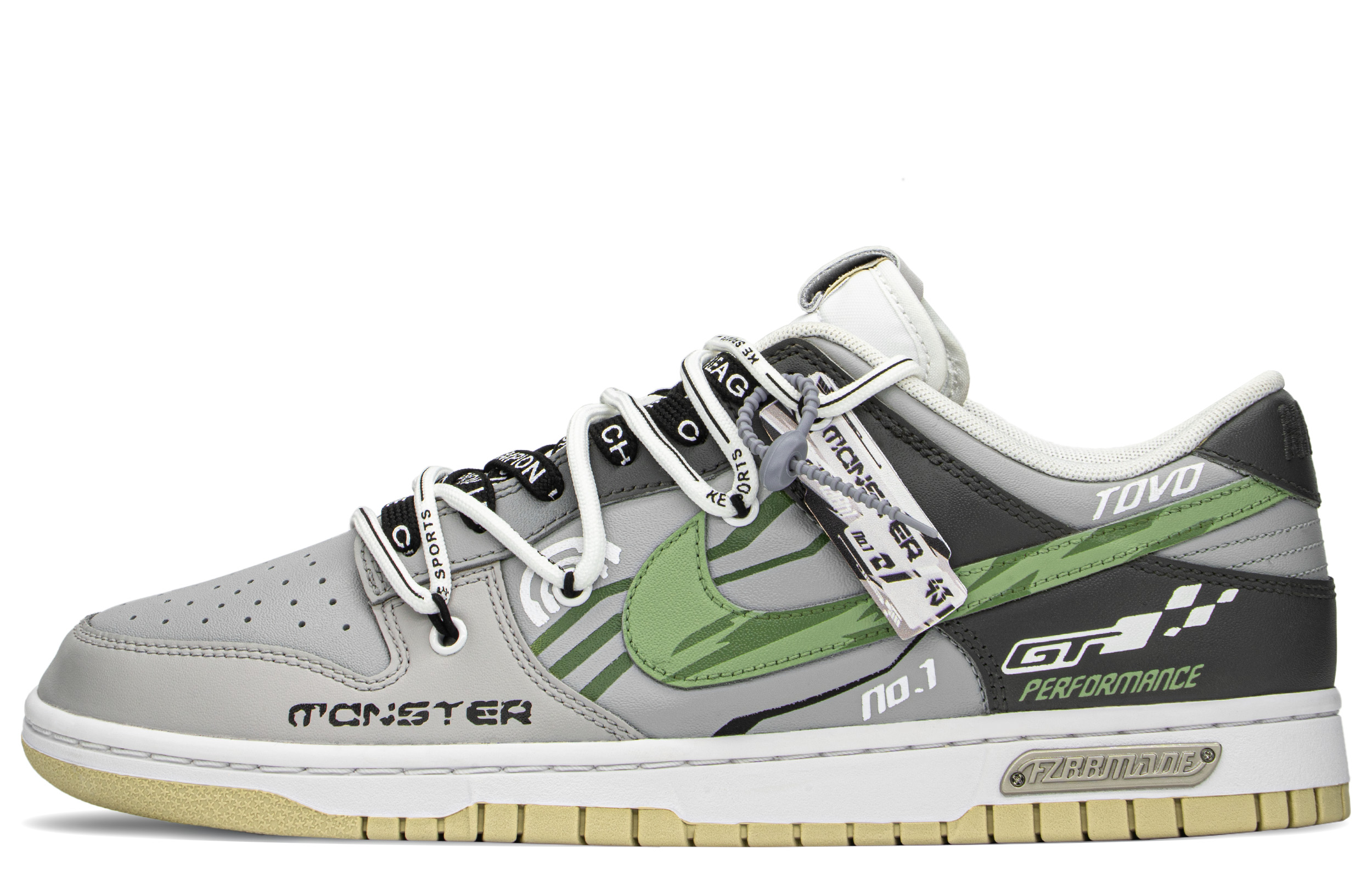 [Custom Shoes] Nike Dunk Low 'Green Grey Black Racing Theme'