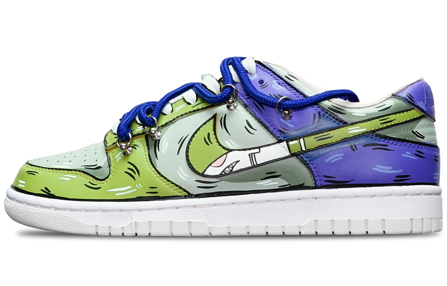 Buy 【訂製球鞋】Nike Dunk Low 拼色二維元素 鯊魚鉤子 解構雙鞋帶 限量特殊鞋盒 低筒 板鞋 GS 綠灰藍
