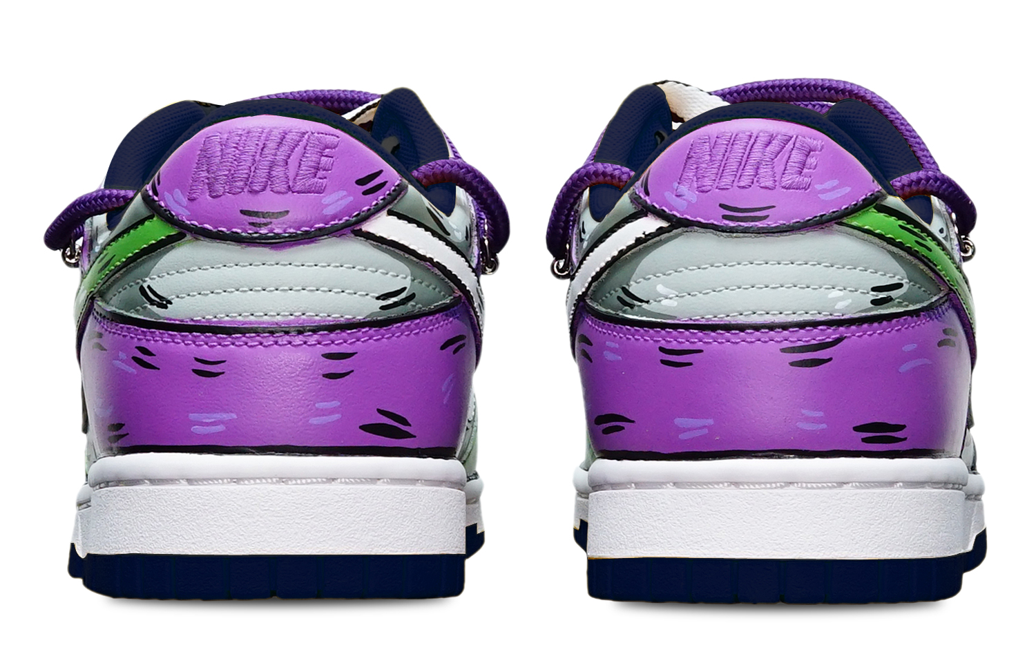 Shop [定制鞋] 耐克Dunk低帮'绿灰紫鲨鱼钩' DH9765-300(TeamT-鲨鱼绿灰紫女S-BOX)