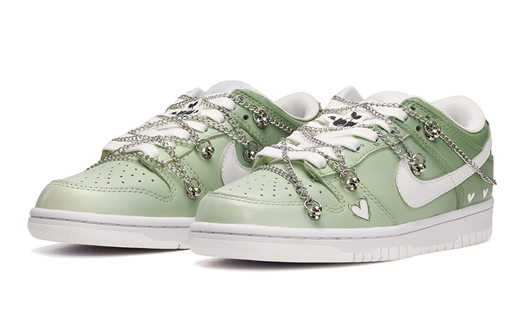 Lookbook [Kasut Custom] Nike Dunk Low 'Hati Hijau Deconstructed' DH9765-100(TeamE-女款爱心链条复古绿)
