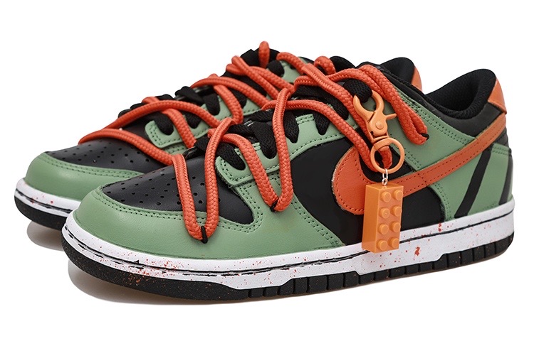 Lookbook 【訂製球鞋】Nike Dunk Low 橡皮磚掛鍊 泼墨 獨特 活力 解構風 低筒 板鞋 男款 綠橙紅