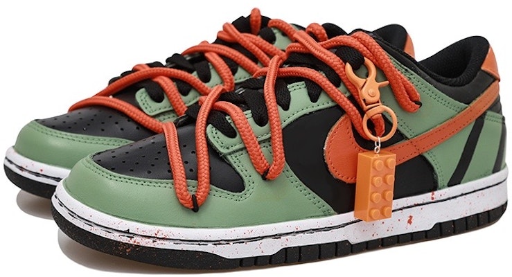 【訂製球鞋】Nike Dunk Low 橡皮磚掛鍊 泼墨 獨特 活力 解構風 低筒 板鞋 男款 綠橙紅 Lookbook 【訂製球鞋】Nike Dunk Low 橡皮磚掛鍊 泼墨 獨特 活力 解構風 低筒 板鞋 男款 綠橙紅