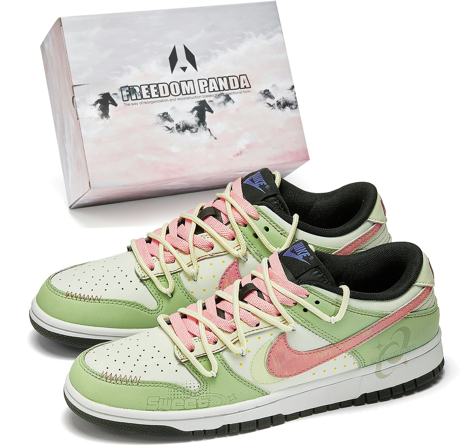 custom-shoes-nike-dunk-low-green-pink-panda