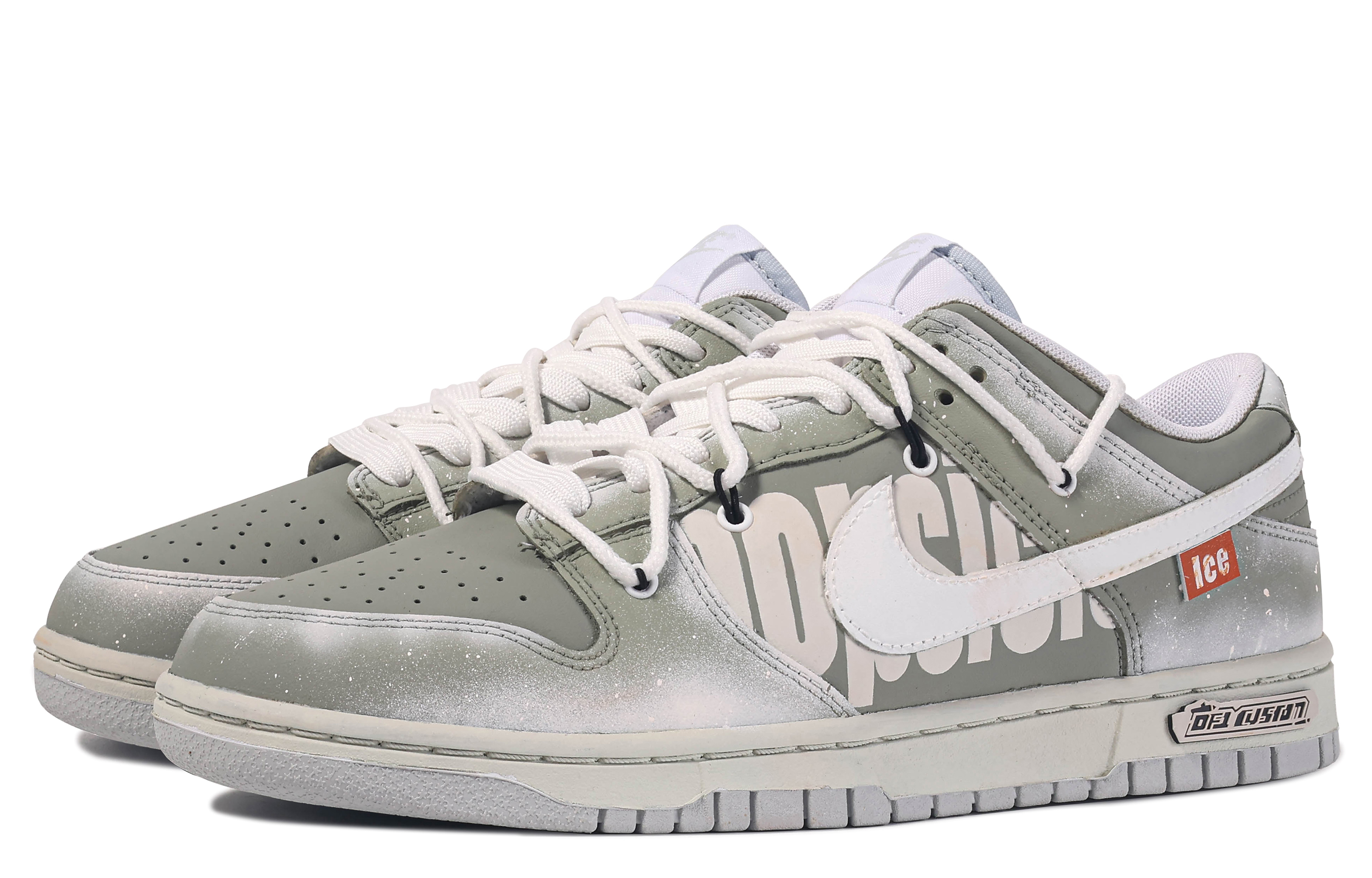 Lookbook 【定製球鞋】Nike Dunk Low 達文西定製 綠豆冰 漸變 潑墨 字母 塗鴉 雙鞋帶 設計感 簡約 夏季 舒適 輕便 低筒 板鞋 男款 綠白
