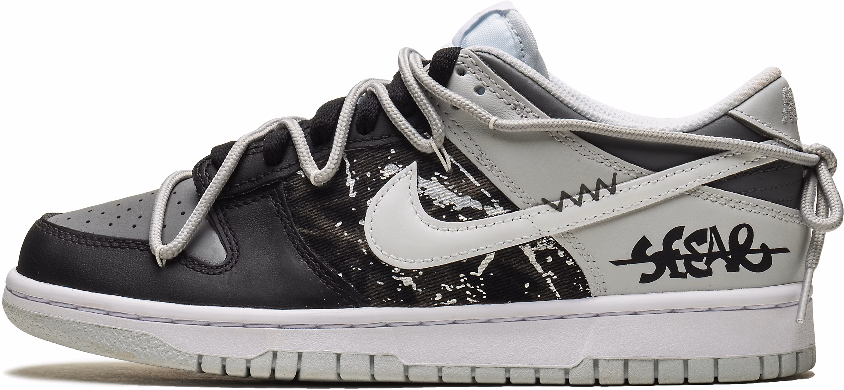 custom-shoes-nike-dunk-low-grey-black-comic-graffiti