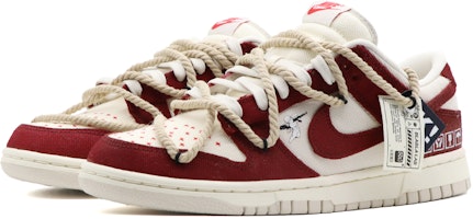 【訂製球鞋】 Nike Dunk Low 硃砂 戶外 穿搭 高街風 刺子繡 麻繩解構 復古做舊 低筒 板鞋 男款 灰棕紅 Lookbook 【訂製球鞋】 Nike Dunk Low 硃砂 戶外 穿搭 高街風 刺子繡 麻繩解構 復古做舊 低筒 板鞋 男款 灰棕紅