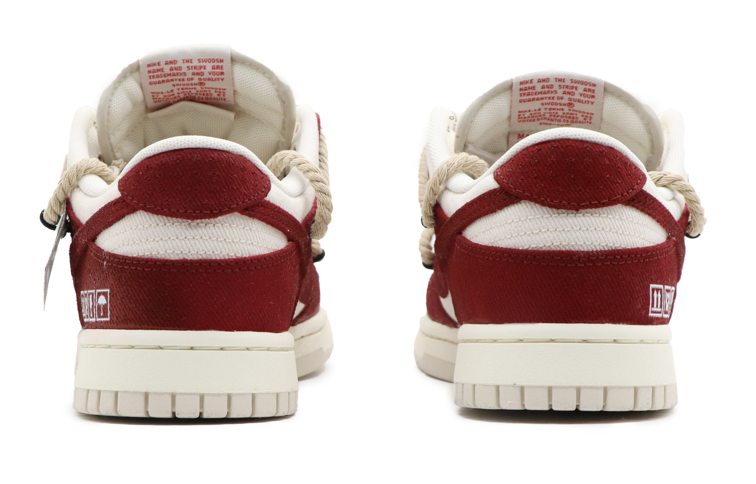Shop [Sepatu Kustom] Nike Dunk Low 'Abu-Coklat-Merah Sashiko' DV0834-100(Team57-男款朱砂)