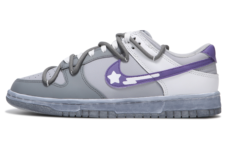 Buy [Kasut Custom] Nike Dunk Low 'Kelabu-Ungu Terurai Tali Bintang' DJ6188-003(Teamfour-男款灰紫)