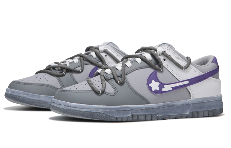 Lookbook [Kasut Custom] Nike Dunk Low 'Kelabu-Ungu Terurai Tali Bintang' DJ6188-003(Teamfour-男款灰紫)