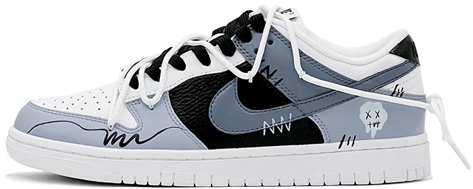 custom-shoes-nike-dunk-low-grey-white-graffiti