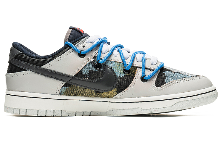 Order 나이키 덩크 로우 '회색 파란색 추상 미소' (58 characters) DM0108-400(TeamB-灰蓝笑脸)