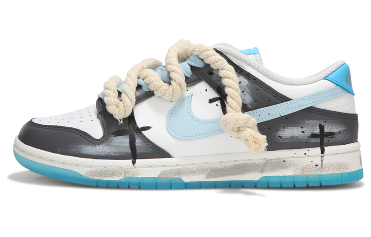 Buy [Sepatu Kustom] Nike Dunk Low 'Abu Biru Grafiti Cross' FN3433-141(Team82-男女款暗黑涂鸦海盐蓝)