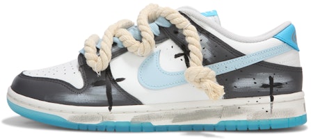 【訂製球鞋】Nike Dunk Low 火心 暗黑塗鴉 十字架 海鹽 解構綁帶 復古做舊 低筒 板鞋 男女同款 灰藍色 Buy 【訂製球鞋】Nike Dunk Low 火心 暗黑塗鴉 十字架 海鹽 解構綁帶 復古做舊 低筒 板鞋 男女同款 灰藍色