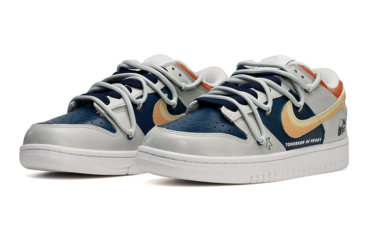 Lookbook [Kasut Custom] Nike Dunk Low 'Kelabu Biru Jingga' DH9765-100(TeamE-女款开关灰蓝橙)
