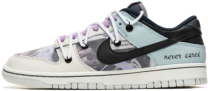 custom-shoes-nike-dunk-low-grey-blue-patchwork-graffiti-deconstruction