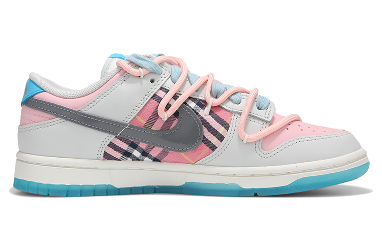 Order [Sneakers Kustom] Nike Dunk Low 'Abu Muda Pink Kotak-kotak' FN3433-141(Team82-男女款ins风灰粉格子）
