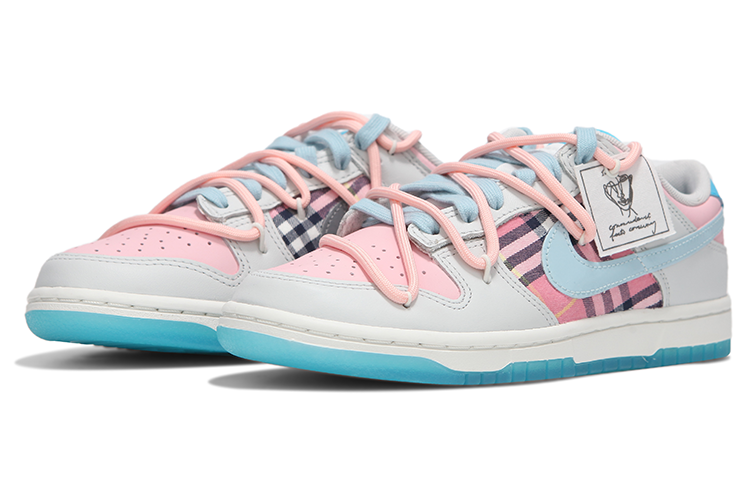 Lookbook [Sneakers Kustom] Nike Dunk Low 'Abu Muda Pink Kotak-kotak' FN3433-141(Team82-男女款ins风灰粉格子）