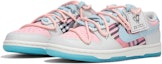 Lookbook 【訂製球鞋】 Nike Dunk Low 火心 灰粉格子 貼標ins風 解構綁帶 復古 低幫 板鞋 男女同款 粉灰色