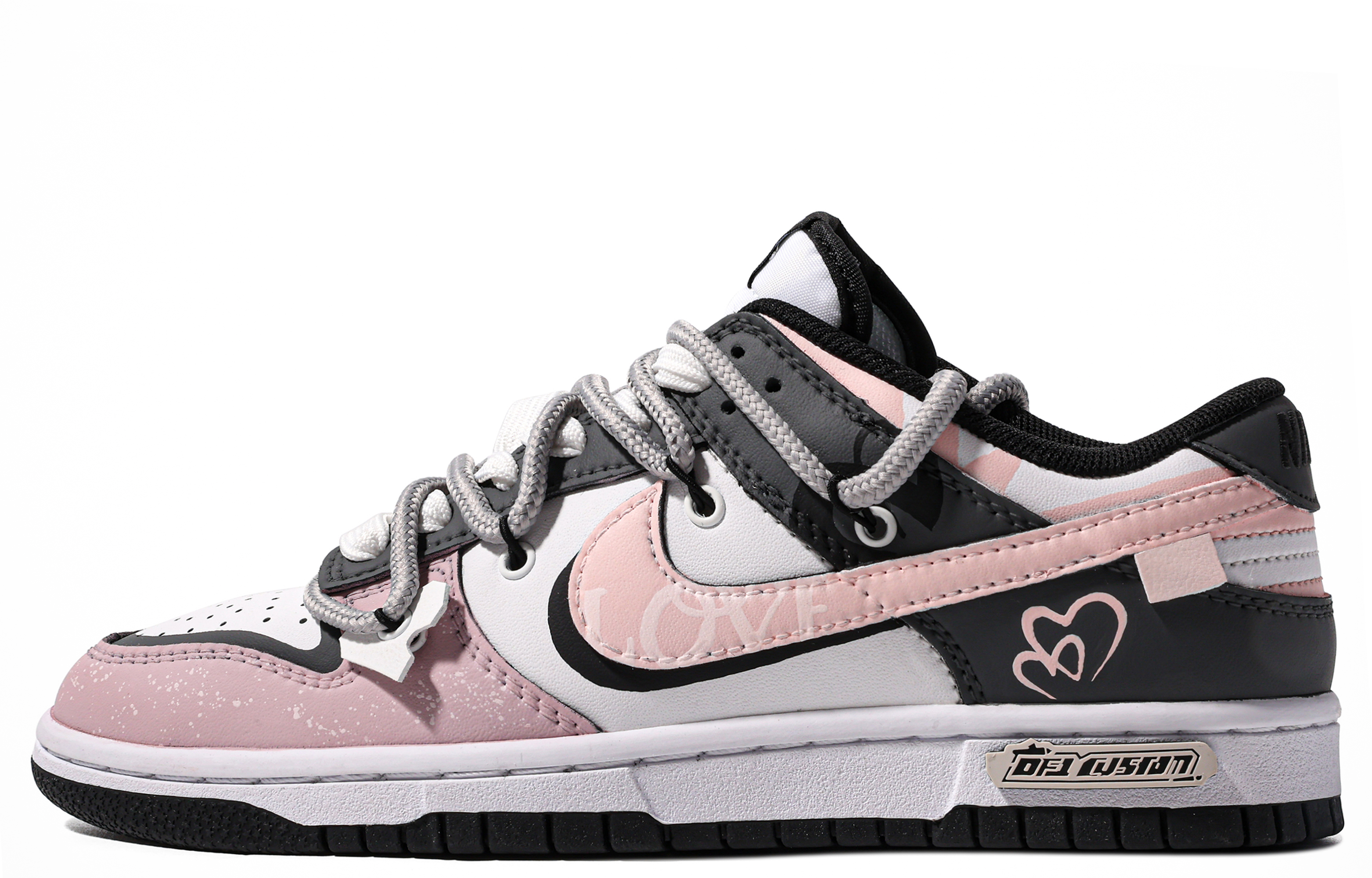 Order 【定製球鞋】 Nike Dunk Low 達文西定製 浪漫心動 特殊鞋盒 LOVE 愛心 塗鴉 潑墨 簡約 舒適 透氣 低筒 板鞋 男款 灰粉白