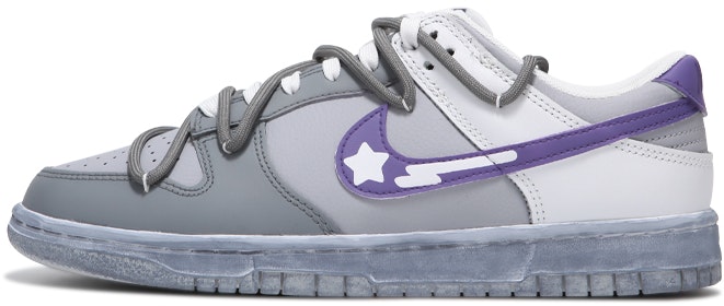 custom-shoes-nike-dunk-low-grey-purple-stars