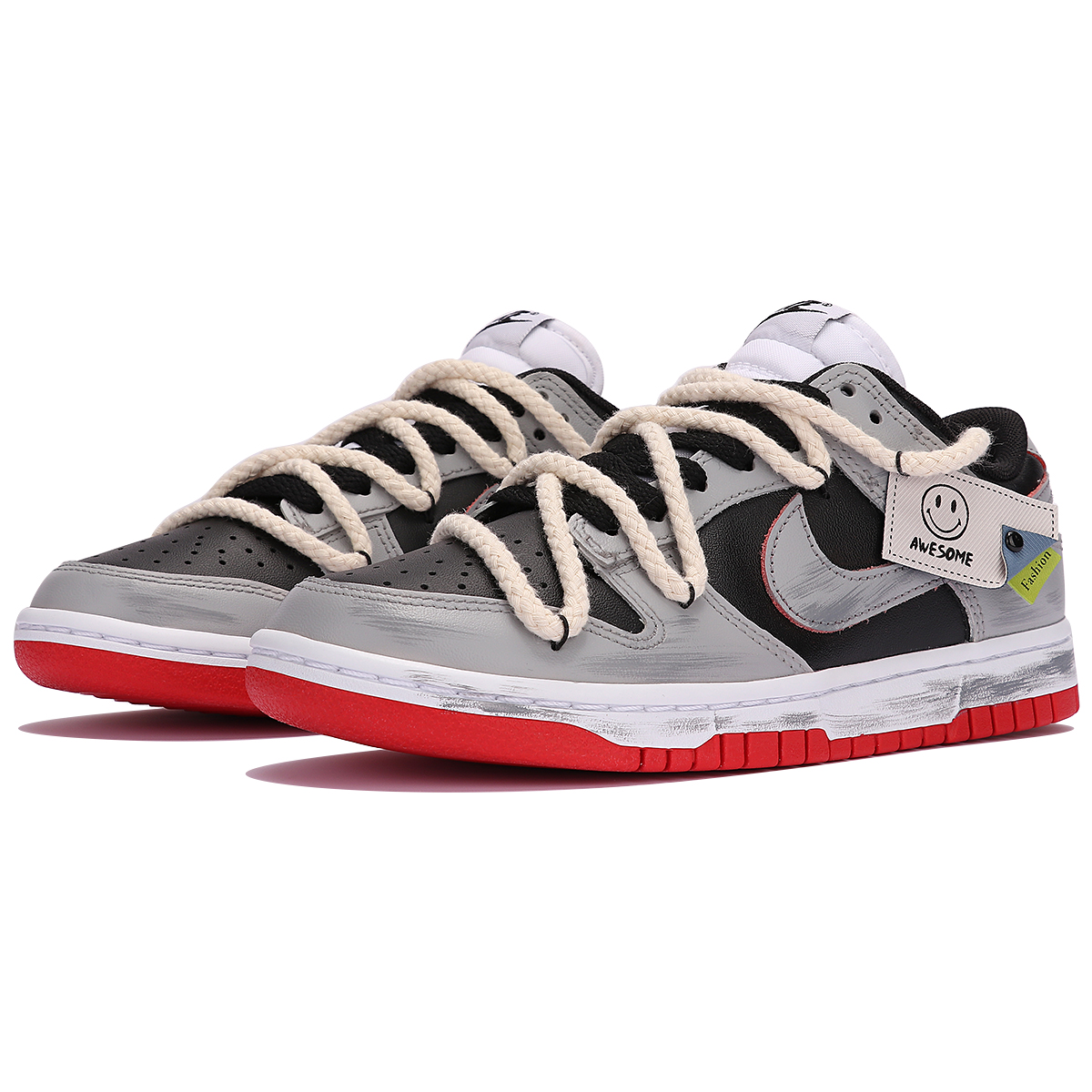 Lookbook 【定制球鞋】Nike Dunk Low 灰色軌跡 復古 做舊 解構風 百搭 低幫 板鞋 男女同款 黑灰