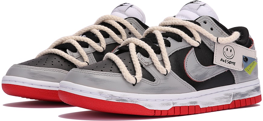 【定制球鞋】Nike Dunk Low 灰色軌跡 復古 做舊 解構風 百搭 低幫 板鞋 男女同款 黑灰 Lookbook 【定制球鞋】Nike Dunk Low 灰色軌跡 復古 做舊 解構風 百搭 低幫 板鞋 男女同款 黑灰