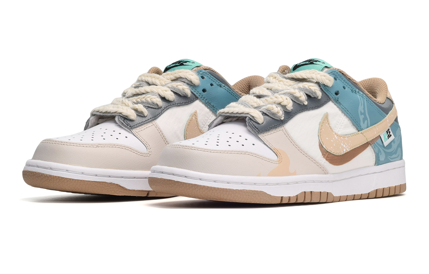 Lookbook 나이키 덩크 로우 '회백파' (커스텀) DX6063-131(TeamE-女款潮流印花灰白蓝BOX)