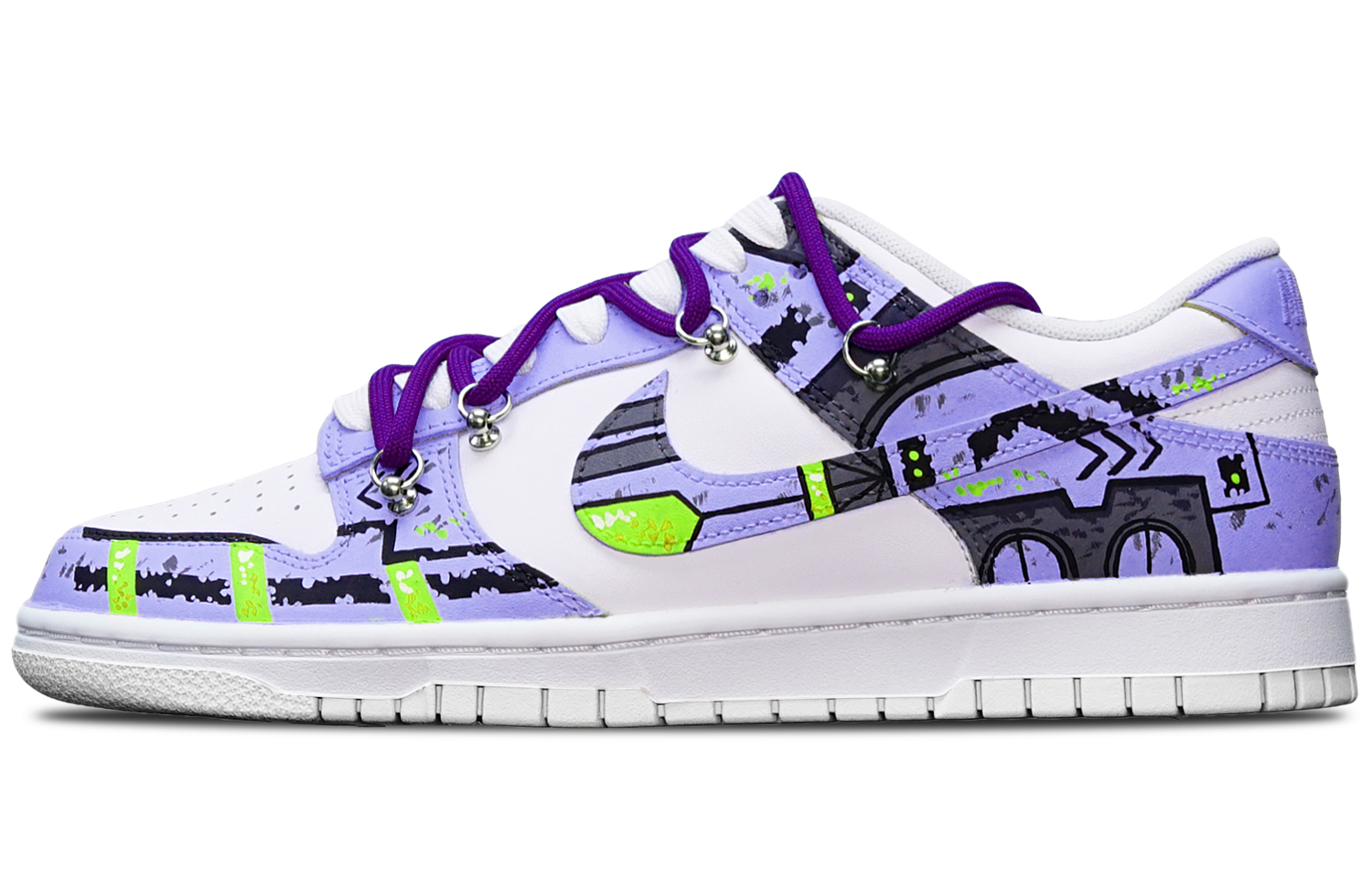 Buy [Sepatu Custom] Nike Dunk Low 'Gundam Cyberpunk Biru Ungu Putih Deconstructed' DH9765-100(TeamT-战损III蓝紫S-BOX)