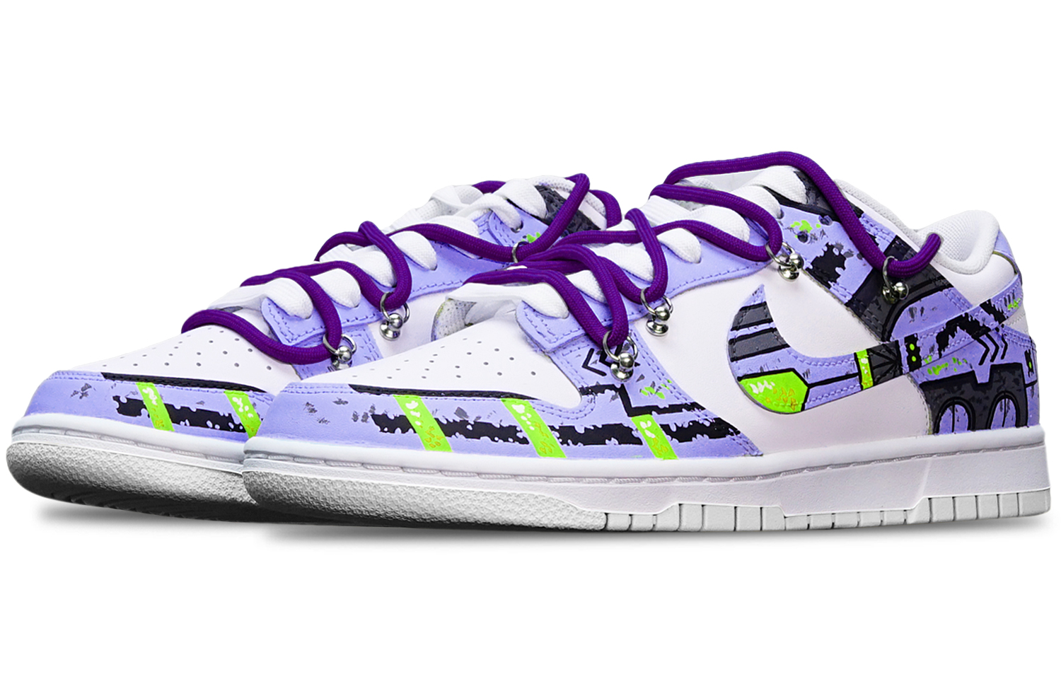 Lookbook [Sepatu Custom] Nike Dunk Low 'Gundam Cyberpunk Biru Ungu Putih Deconstructed' DH9765-100(TeamT-战损III蓝紫S-BOX)