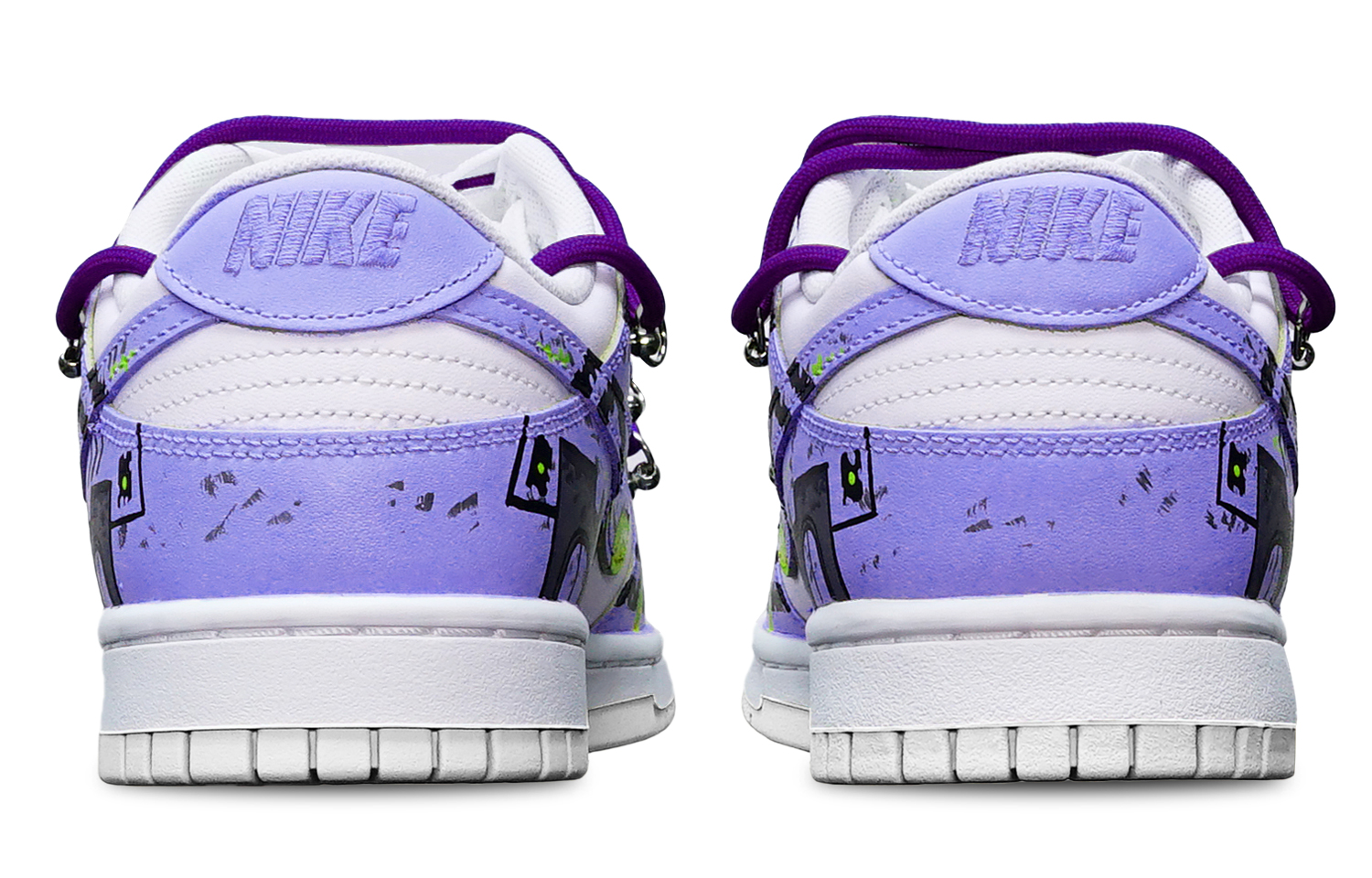 Shop [Sepatu Custom] Nike Dunk Low 'Gundam Cyberpunk Biru Ungu Putih Deconstructed' DH9765-100(TeamT-战损III蓝紫S-BOX)