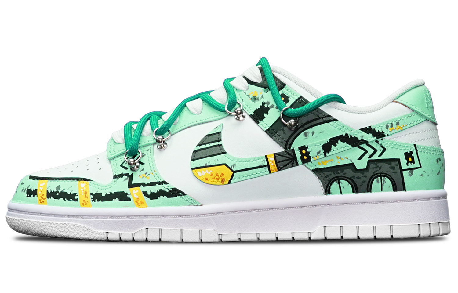 [Custom Shoes] Nike Dunk Low 'Gundam Cyberpunk Green White'