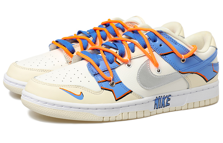 Lookbook 【定製球鞋】Nike Dunk Low 高達 機甲風 解構鞋帶 銀勾 機甲戰士 元宇宙主題 低幫 板鞋 男款 藍橙