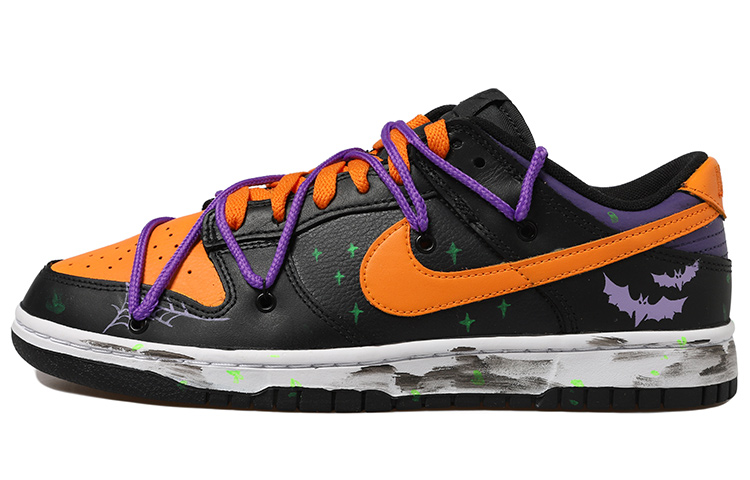 Buy 【客製化球鞋】Nike Dunk Low 蝙蝠 蜘蛛網 萬聖節 解構風 做舊Vibe風 低筒 板鞋 男款 黑橙紫