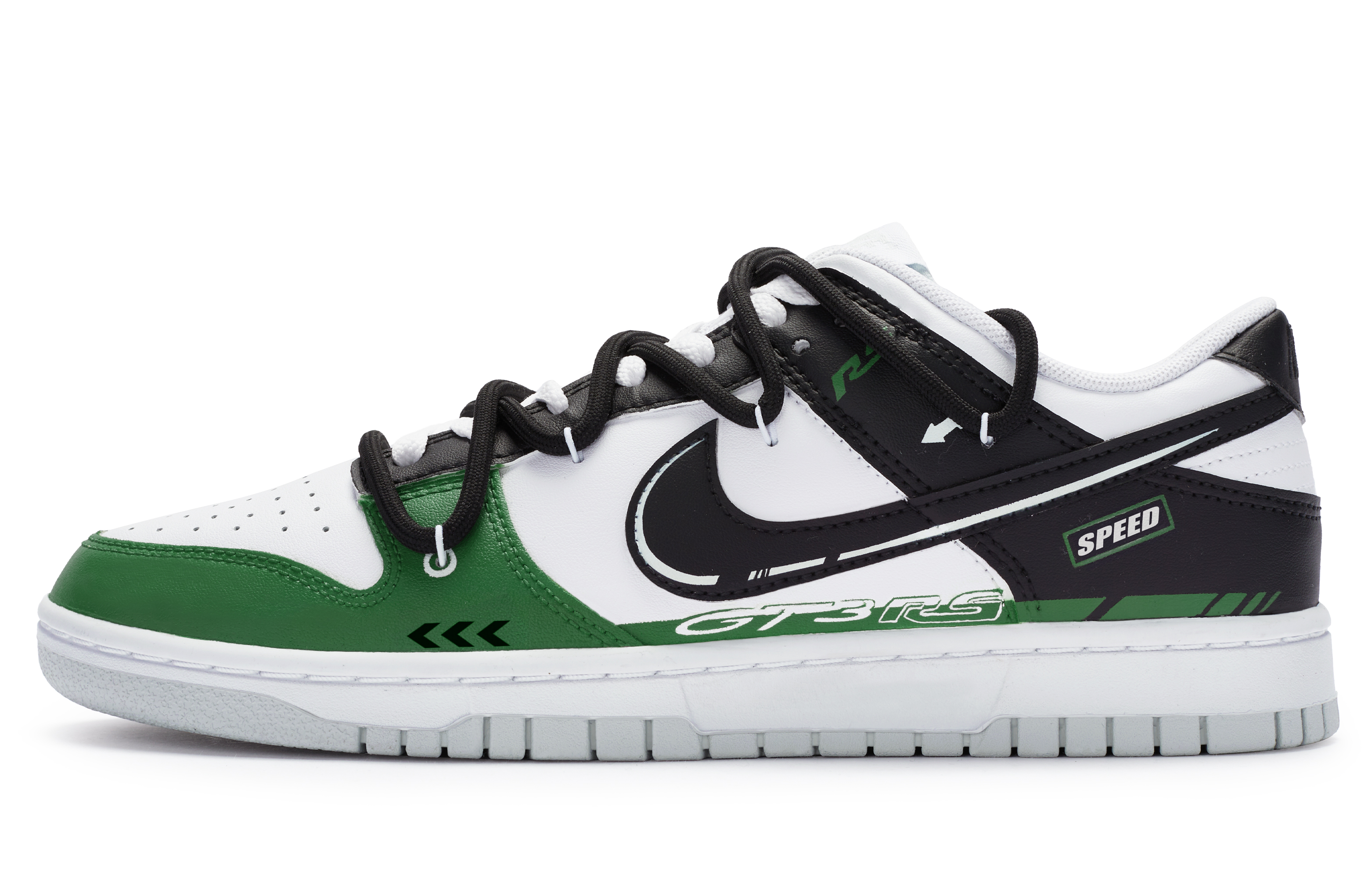 Buy [Zapatillas Personalizadas] Nike Dunk Low 'Pintadas a Mano Negro Verde' DV0831-101(TeamR-男款GT3黑绿)