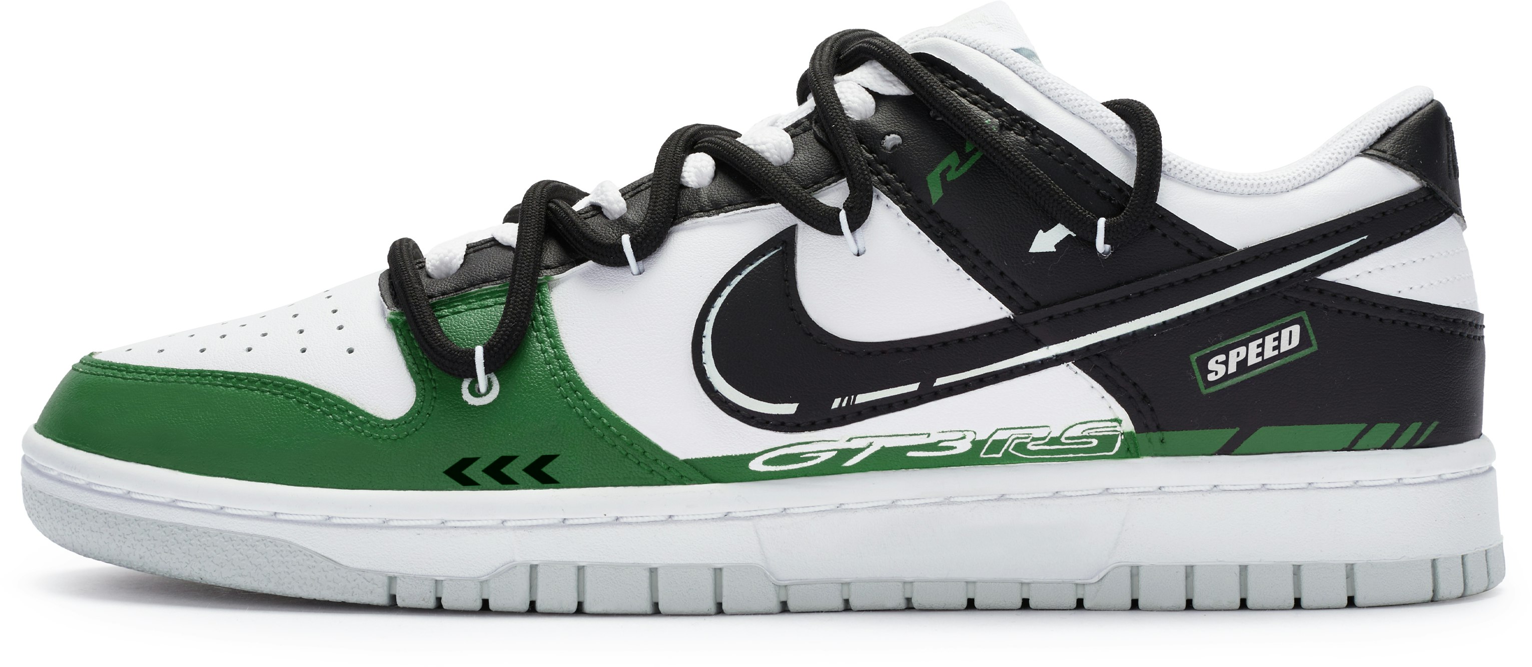 custom-shoes-nike-dunk-low-hand-painted-black-green