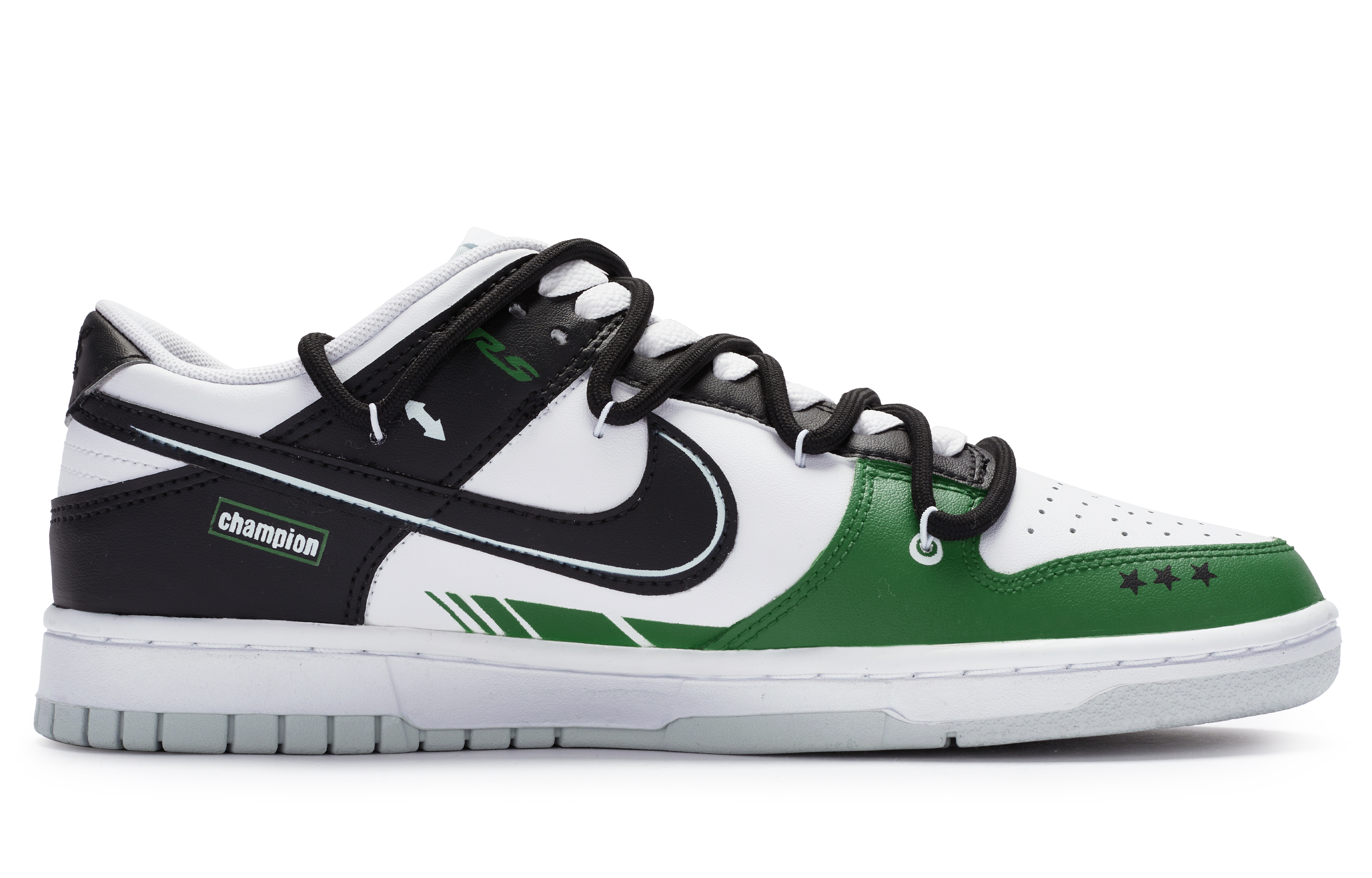 Order [Zapatillas Personalizadas] Nike Dunk Low 'Pintadas a Mano Negro Verde' DV0831-101(TeamR-男款GT3黑绿)