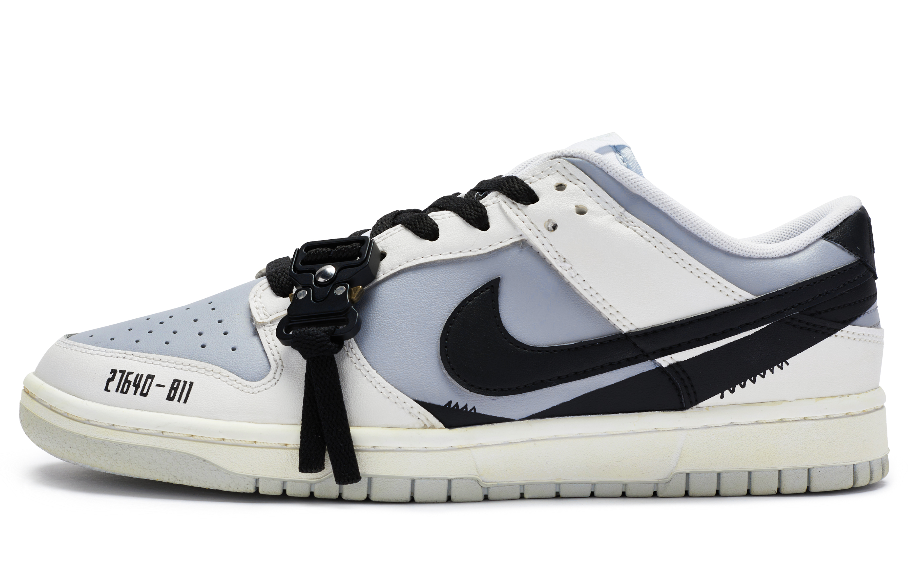 Buy [Kasut Tersuai] Nike Dunk Low 'Dilukis Tangan Hitam Putih Kelabu' DV0831-101-444119