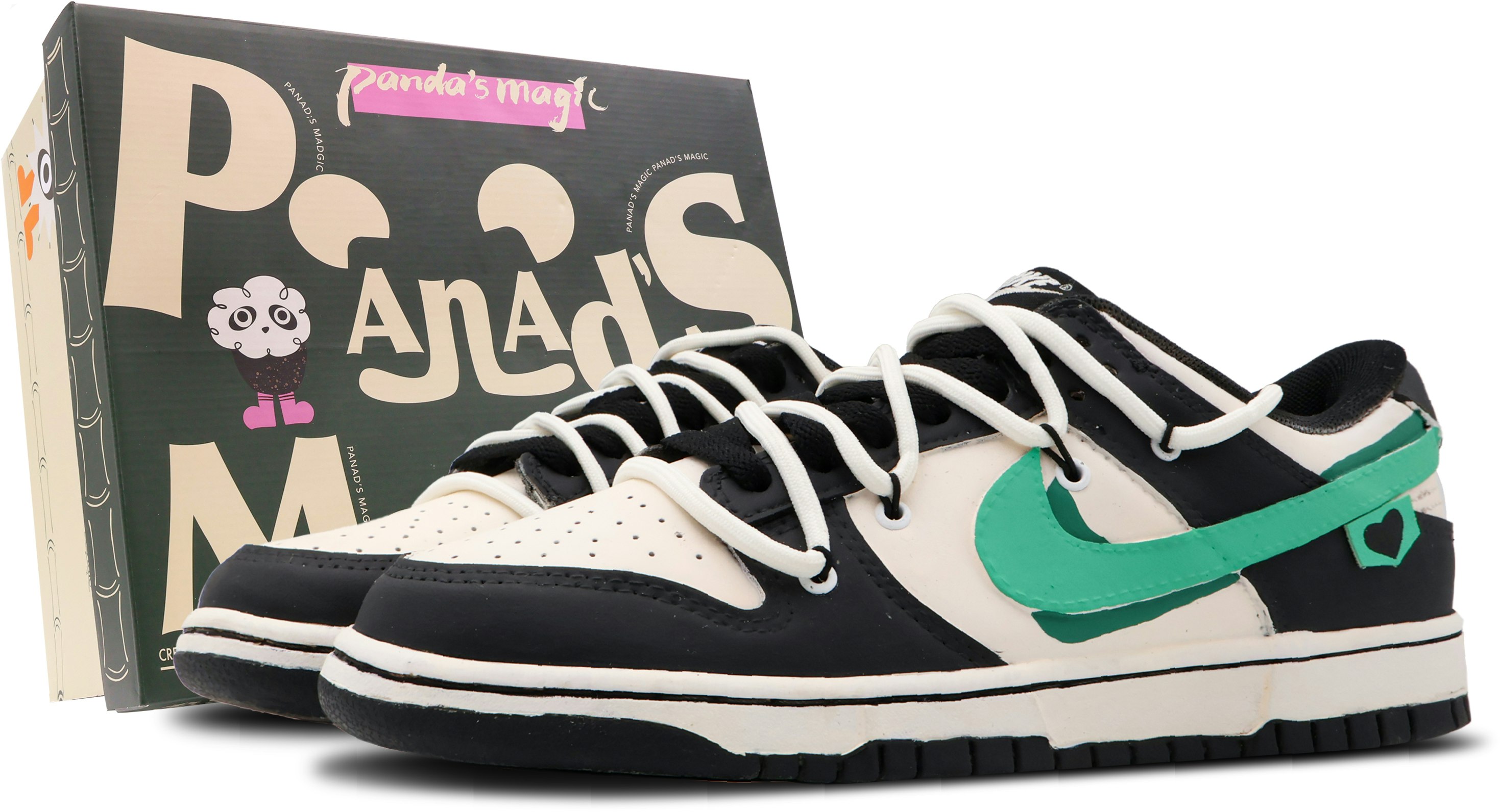 custom-shoes-nike-dunk-low-heart-alphabet-black-green