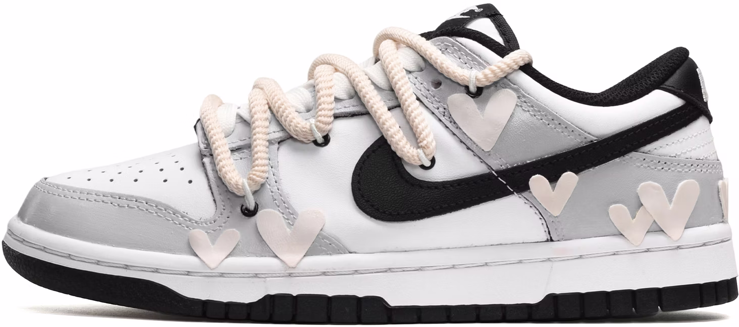 custom-shoes-nike-dunk-low-heart-patch-black-white