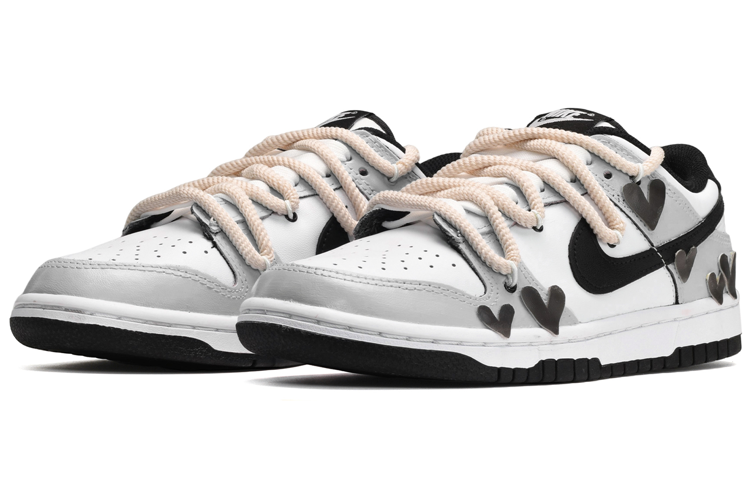 Purchase ナイキ ダンク LOW ハートパッチ 黒白 (Nike Dunk LOW Heart Patch Black/White) DD1391-100(TeamE-男款爱心贴黑白灰)