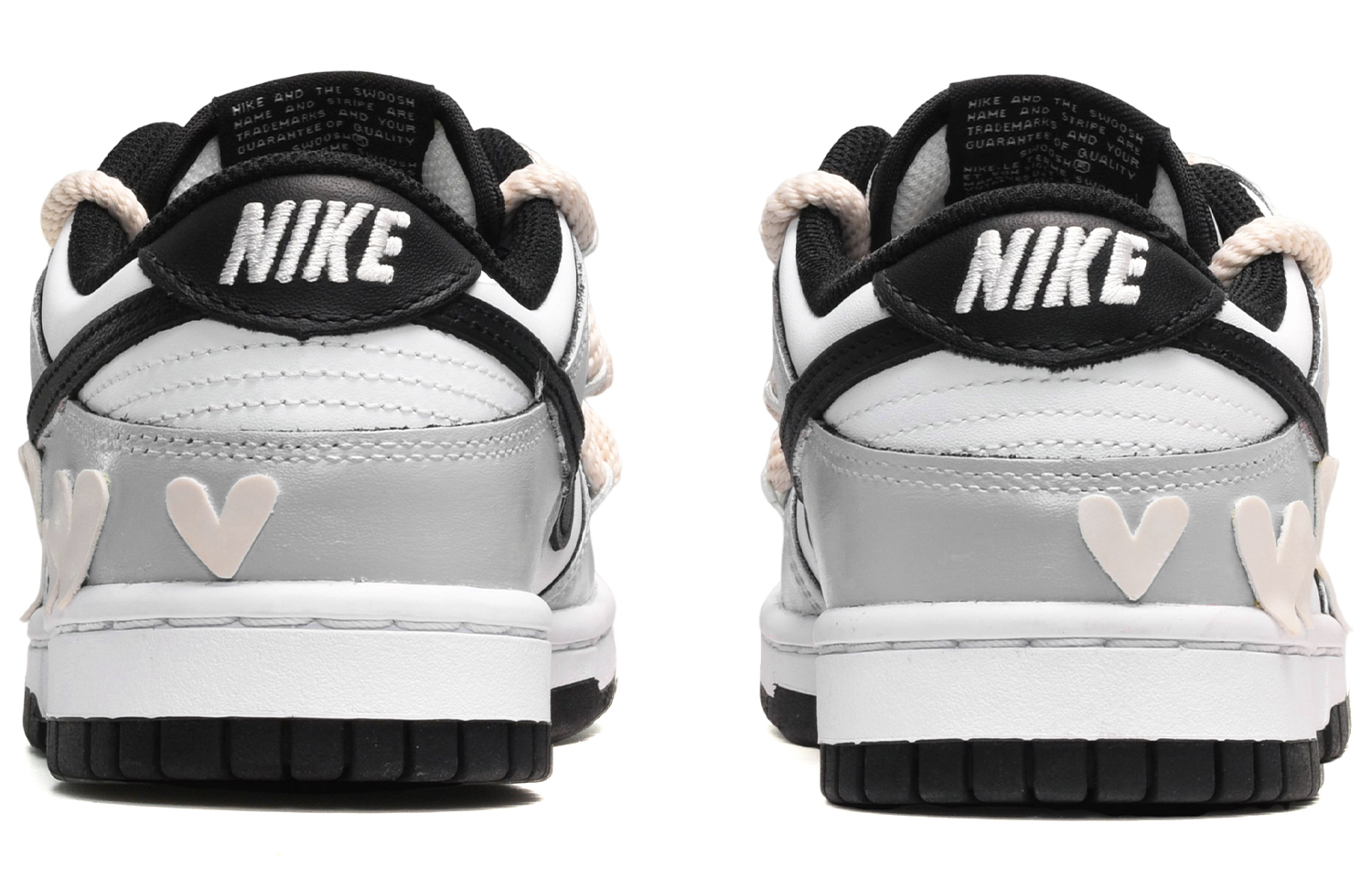 Details for ナイキ ダンク LOW ハートパッチ 黒白 (Nike Dunk LOW Heart Patch Black/White) DD1391-100(TeamE-男款爱心贴黑白灰)