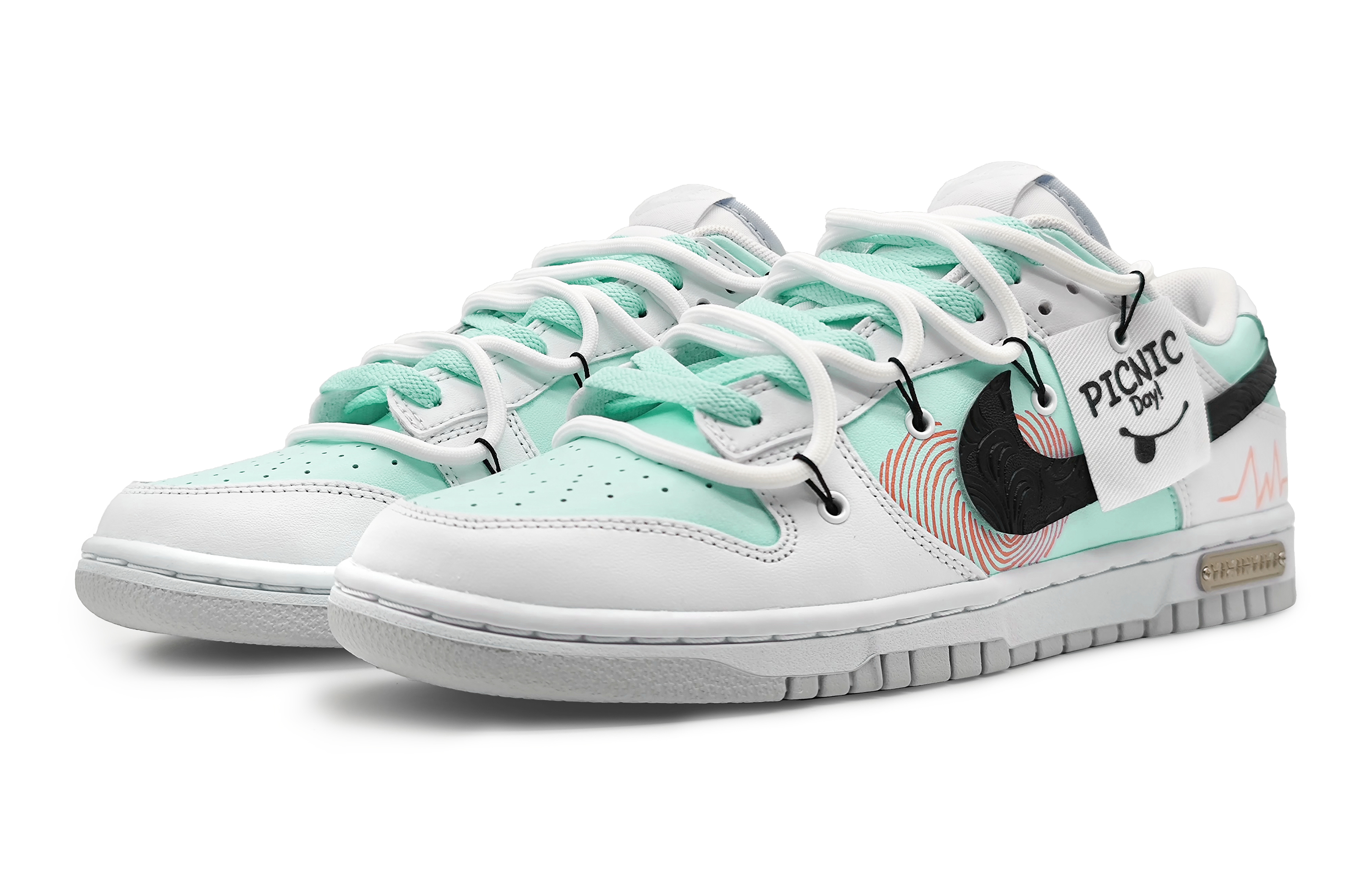 Lookbook [Zapatillas Personalizadas] Nike Dunk Low 'Heartbeat Azul-Gris' DH9765-102(Team16-女款指纹爱心青)