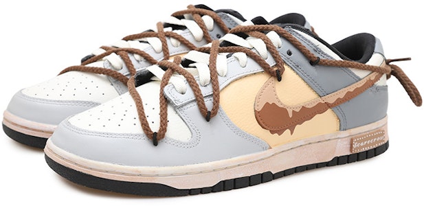 【訂製球鞋】Nike Dunk Low 蜂蜜巧克力 貼布 麻繩 解構風 潮流復古 低筒 板鞋 男款 棕灰色 Lookbook 【訂製球鞋】Nike Dunk Low 蜂蜜巧克力 貼布 麻繩 解構風 潮流復古 低筒 板鞋 男款 棕灰色