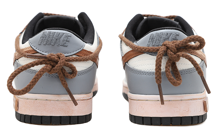 Shop 【訂製球鞋】Nike Dunk Low 蜂蜜巧克力 貼布 麻繩 解構風 潮流復古 低筒 板鞋 男款 棕灰色