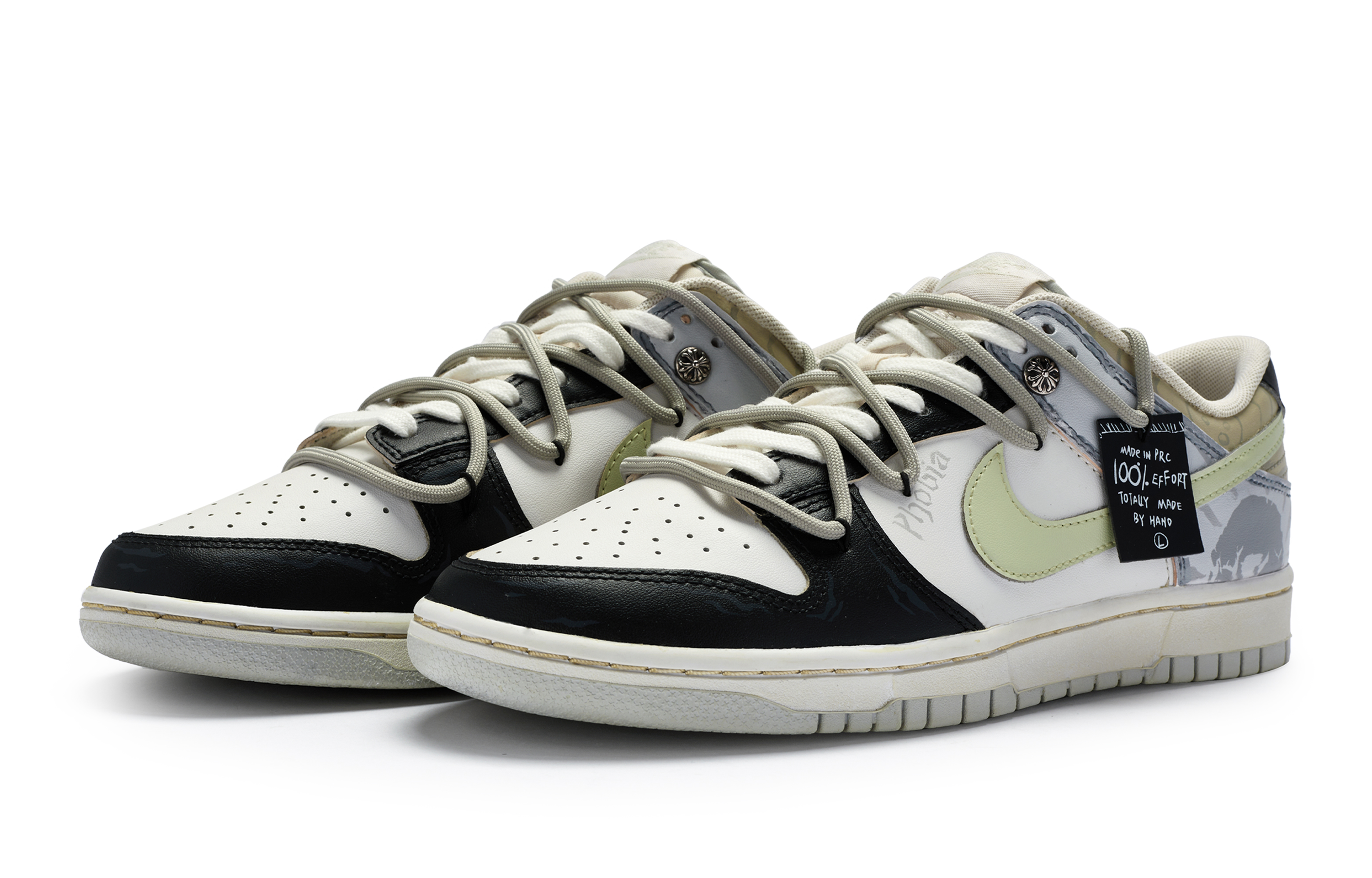 Lookbook 【カスタムシューズ】ナイキ ダンク ロー 'ホーンフェアセラピーブラックホワイトグレイグリーン' DH9765-102(TeamR-女款恐惧)