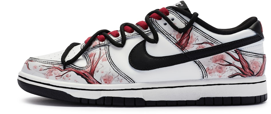 【訂製球鞋】Nike Dunk Low 牛角尖紅柳 古風水墨畫 百搭 解構燒舊 手繪噴繪 防滑減震 低筒板鞋 GS 黑紅白 Buy 【訂製球鞋】Nike Dunk Low 牛角尖紅柳 古風水墨畫 百搭 解構燒舊 手繪噴繪 防滑減震 低筒板鞋 GS 黑紅白