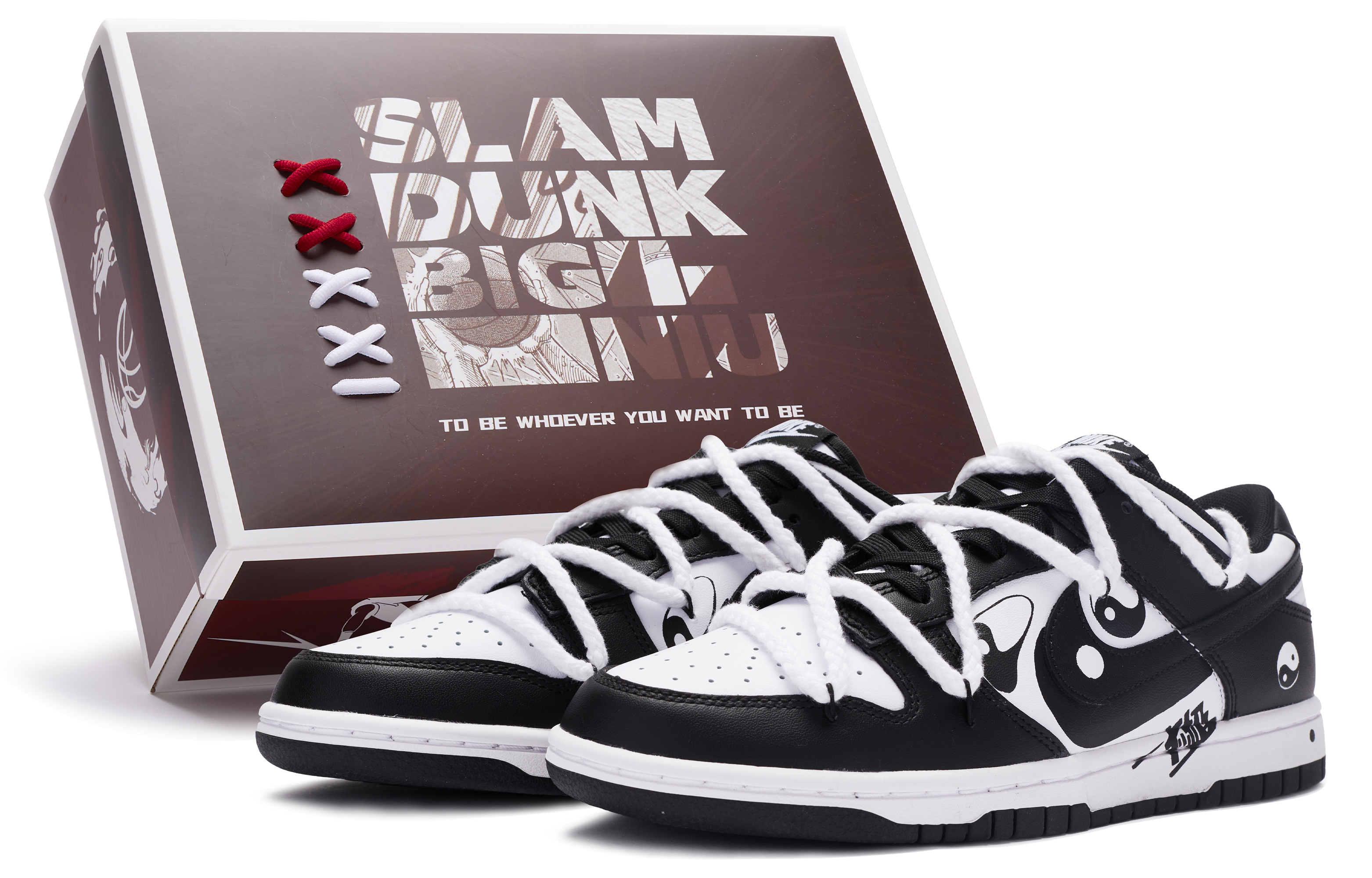 Buy [カスタムシューズ] ナイキ ダンク ロー 'ホットブラッド - 手描きブラックホワイト' DD1391-100(TeamR-男款太极灌篮S-BOX)