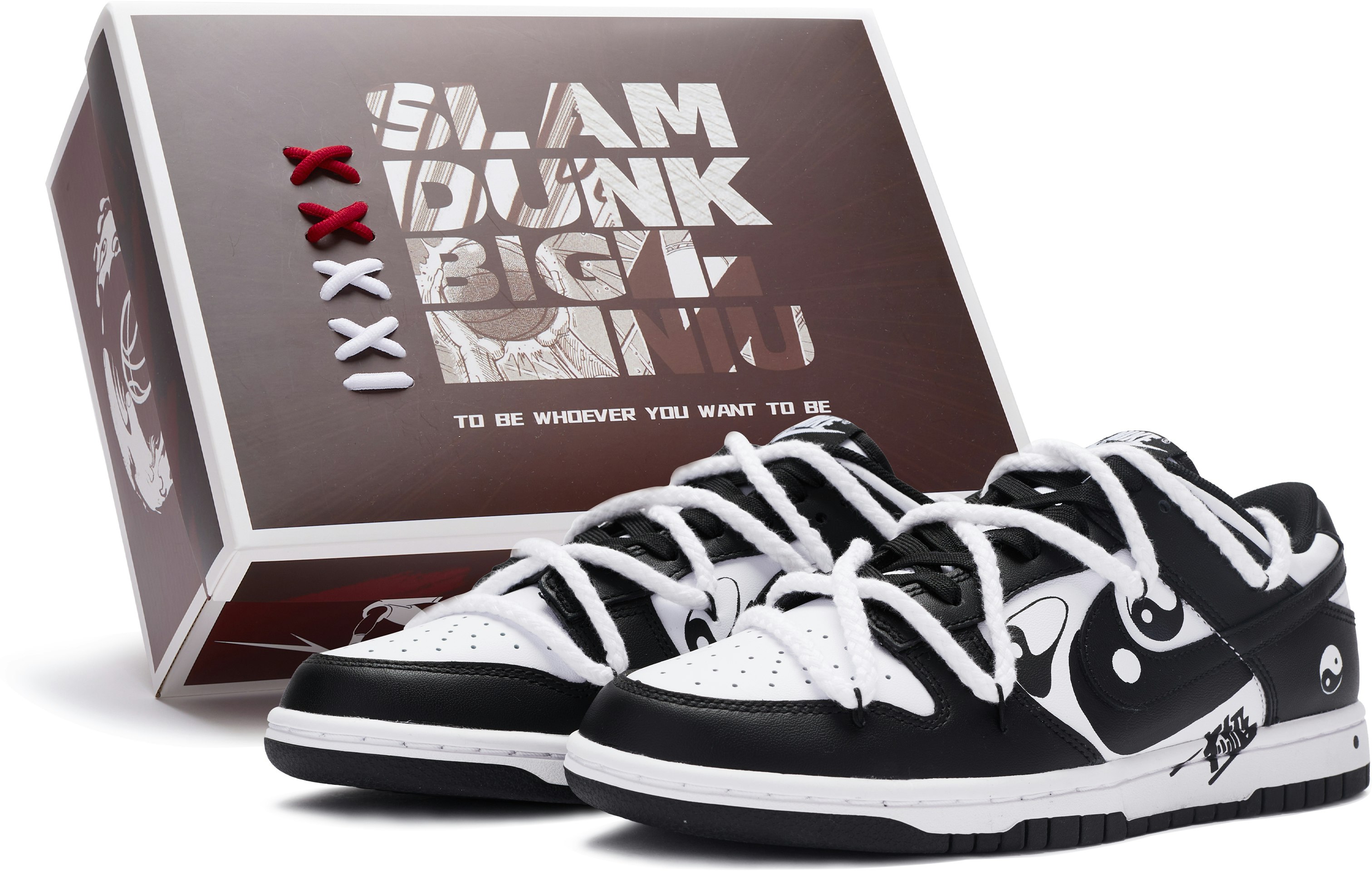custom-shoes-nike-dunk-low-hot-blooded-deconstructed-hand-painted-black-white
